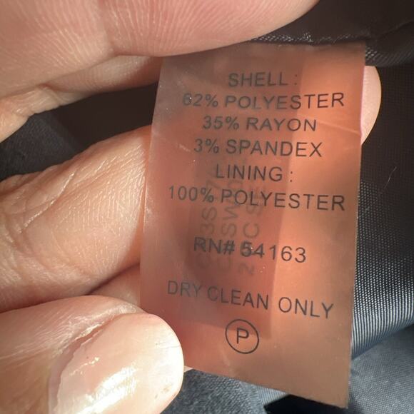 Calvin Klein Womens Sz 8 Two Button Lux Blazer Long Sleeve Black Collar Lined - Picture 7 of 16